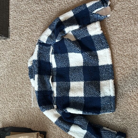 Crop Jacket XXIII ched sherpa tartan blue/white - Picture 2 of 7